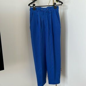 Cobalt blue pleated straight leg vintage trousers